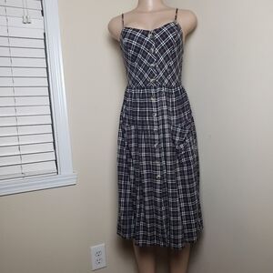 TRUE CRAFT Checkered Pocket Midi Dress